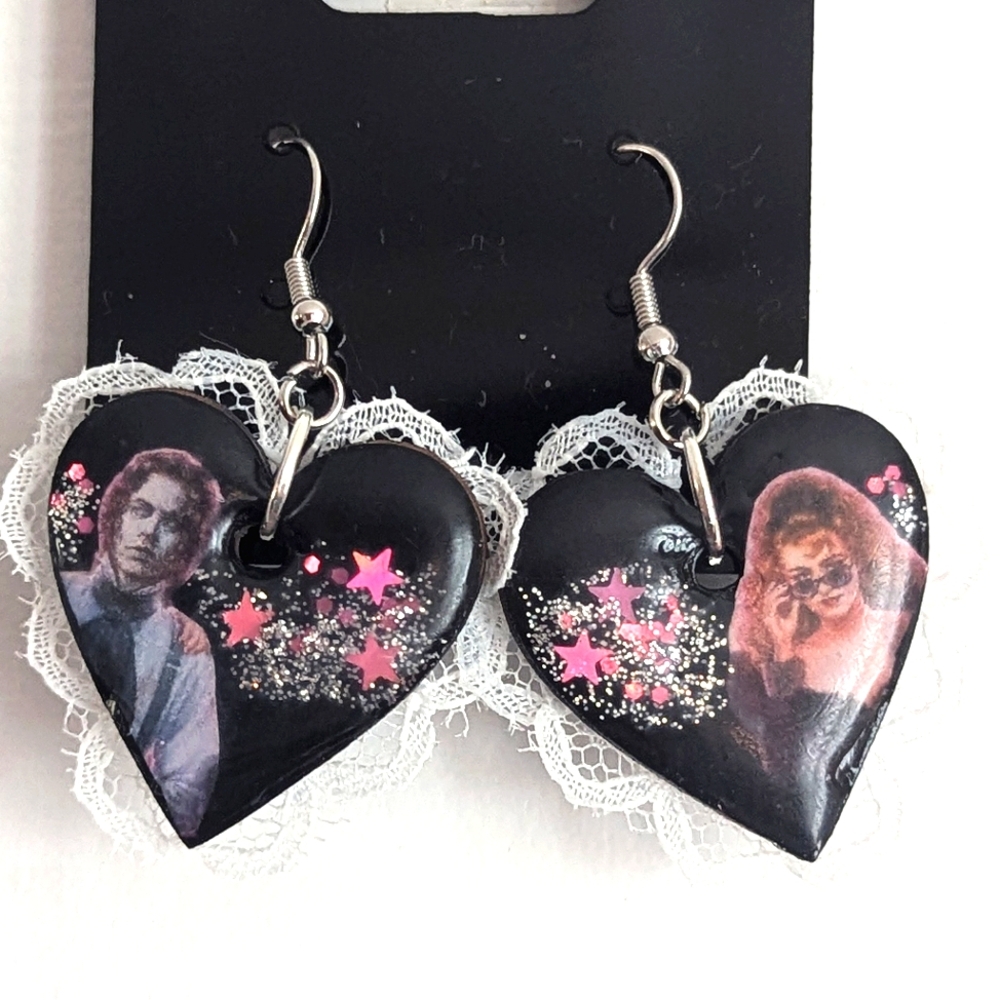 'Lisa Frankenstein' Custom Handmade Small Heart Earrings 🖤🖤